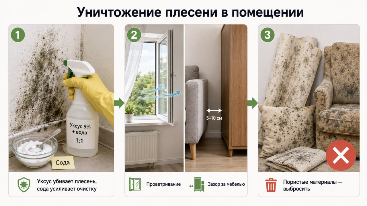 Уничтожение плесени в помещении